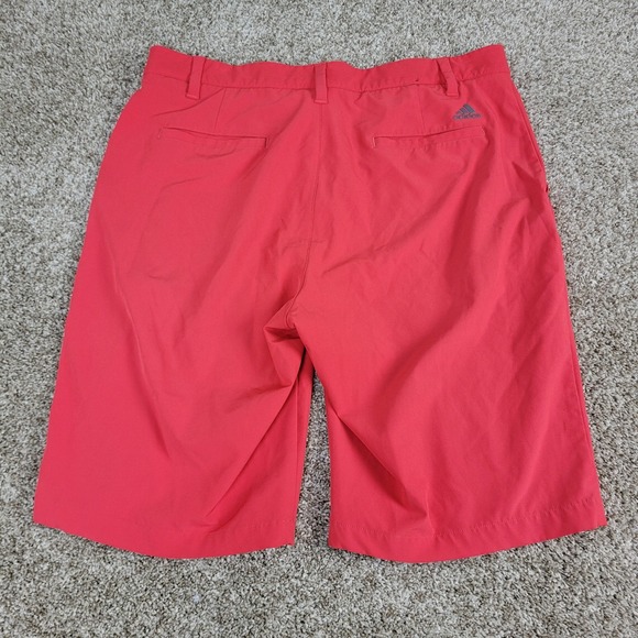Adidas Mens 34 Solid Red Elastic Waist Performance Stretch Chino Golf Shorts - Picture 2 of 6